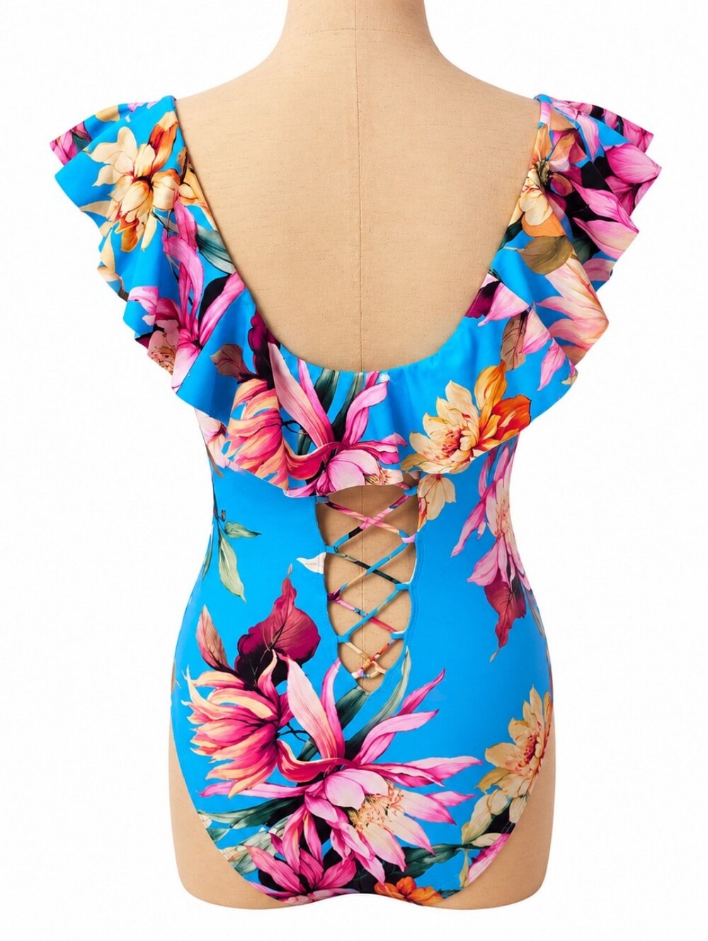 ☀️ La Blanca Blue Pink Floral One-Piece Swimsuit - Picture 4 of 8